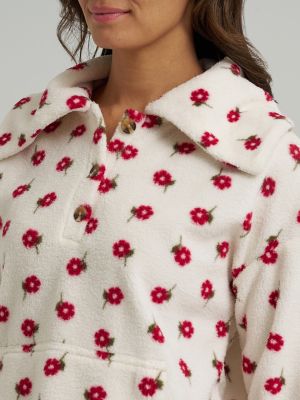 Women's Printed Sherpa Pullover in Whisper White alternative view 3