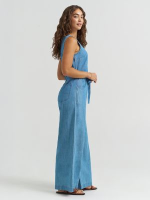 Women's Boatneck Tie Waist Jumpsuit
