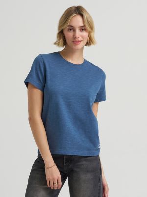 Women's Solid Crew Neck Tee in Academy Blue