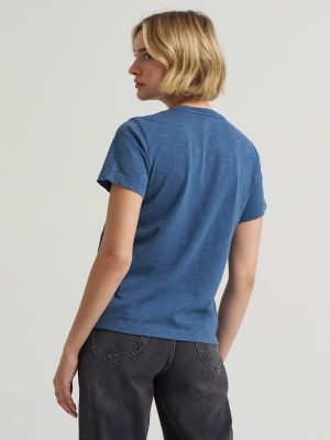 Women's Solid Crew Neck Tee in Academy Blue