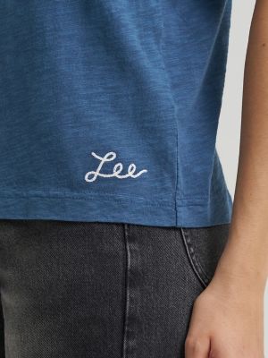Women's Solid Crew Neck Tee in Academy Blue