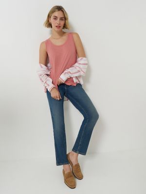 Women's Solid Scoop Neck Linen Tank Top in Mallory alternative view