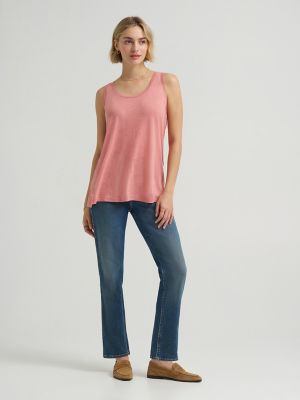 Women's Solid Scoop Neck Linen Tank Top in Mallory alternative view 2