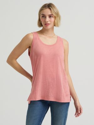 Women's Solid Scoop Neck Linen Tank Top in Mallory main view