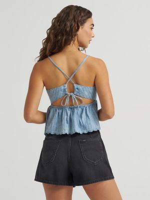 Women's Cross Back Peplum Cami Top | New Arrivals | Lee®