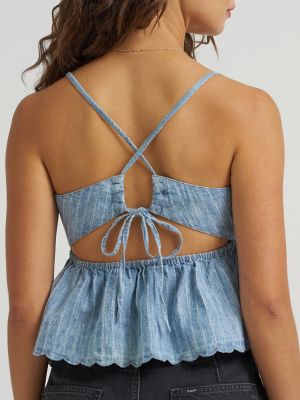 Women's Cross Back Peplum Cami Top