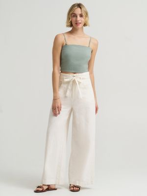 Women's Detachable Straps Linen Tube Top in Desert Sage alternative view 2