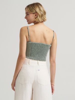 Women's Detachable Straps Linen Tube Top in Desert Sage alternative view 3