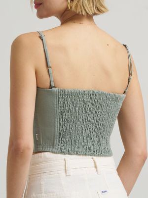 Women's Detachable Straps Linen Tube Top in Desert Sage alternative view 5