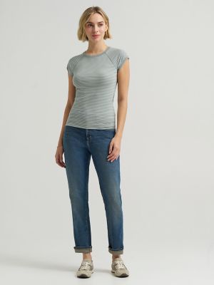 Women's Cap Sleeve Stripe Tee