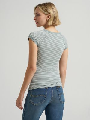 Women's Cap Sleeve Stripe Tee