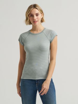 Women's Cap Sleeve Stripe Tee