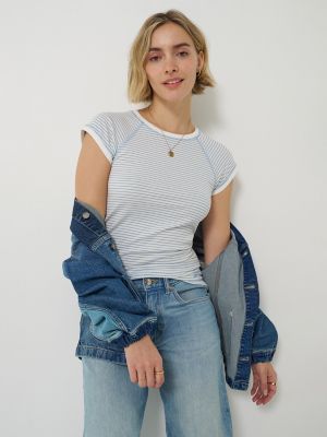 Women's Cap Sleeve Stripe Tee in Halogen Stripe