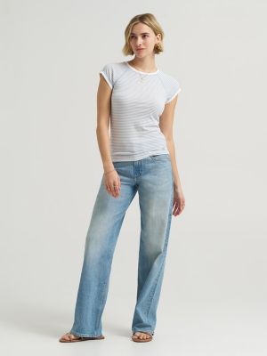 Women's Cap Sleeve Stripe Tee in Halogen Stripe