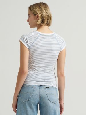 Women's Cap Sleeve Stripe Tee in Halogen Stripe