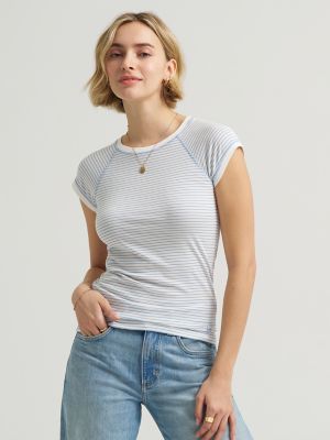 Women's Cap Sleeve Stripe Tee in Halogen Stripe