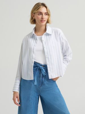 Women's Wide Cuff Stripe Button Down Shirt from Lee - $44.99