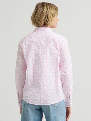 Women's Plaid Western Snap Front Shirt in Katy Pink Gingham alternative view 3