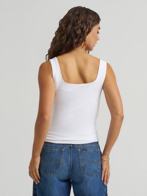 Women's Solid Square Neck Tank Top