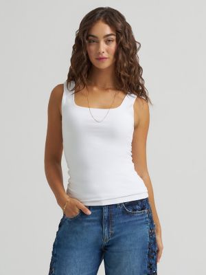 Women's Solid Square Neck Tank Top