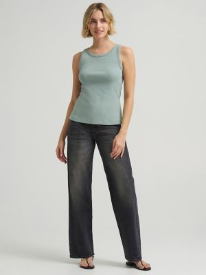 Women's Solid Ribbed Tank Top in Desert Sage alternative view 2