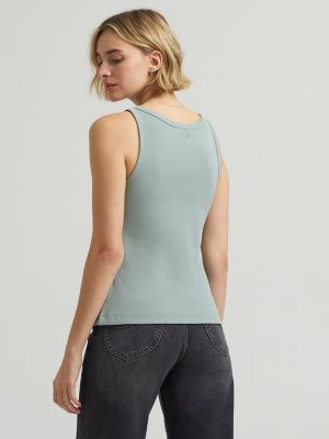 Women's Solid Ribbed Tank Top in Desert Sage alternative view 3