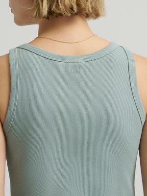 Women's Solid Ribbed Tank Top in Desert Sage alternative view 4