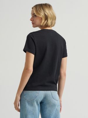 Women's Solid Crew Neck Tee in Black
