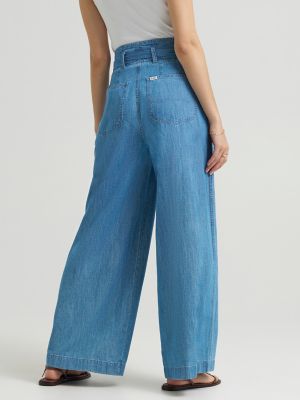 Women's High Rise Pleated Linen Trouser Pant in Companion Piece