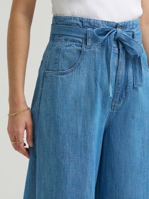 Women's High Rise Pleated Linen Trouser Pant in Companion Piece