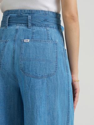 Women's High Rise Pleated Linen Trouser Pant in Companion Piece