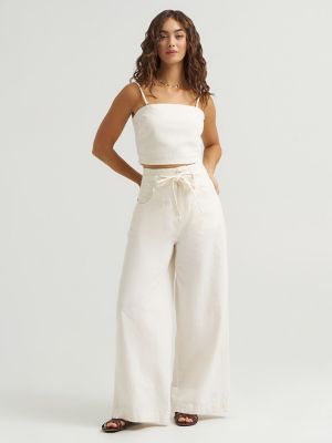Women's High Rise Pleated Linen Trouser Pant