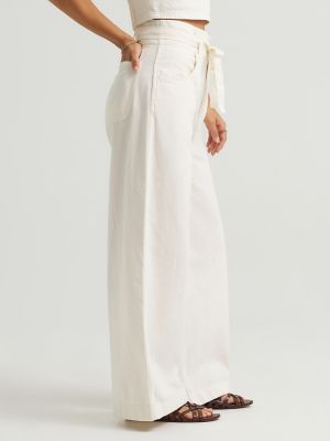 Women's High Rise Pleated Linen Trouser Pant