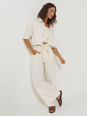 Women's High Rise Pleated Linen Trouser Pant