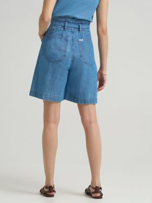 Women's High Rise Pleated Linen Bermuda
