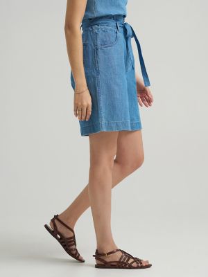 Women's High Rise Pleated Linen Bermuda