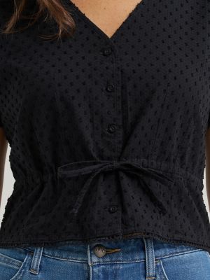 Women's Button Front Tie Top in Unionall Black alternative view 2