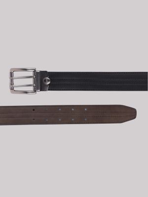 Men's Double Prong Roller Belt in Black/Brown alternative view