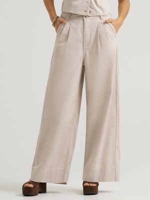 Women's Loose Pleated Trouser Pant in Putty alternative view