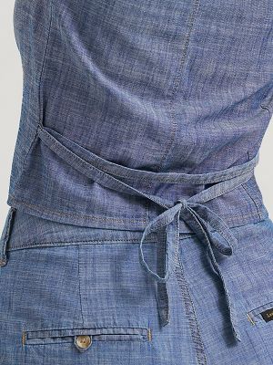 Womens Button Front Tie Vest:Indigo Prep:M alternative view 2