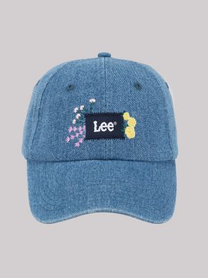 Women's Flower Embroidered Denim Dad Cap in Denim
