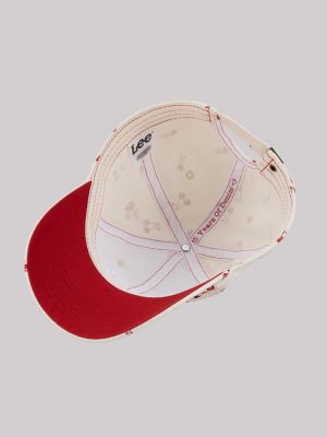 Women's All Over Cherry Print Dad Cap in Ivory/Red