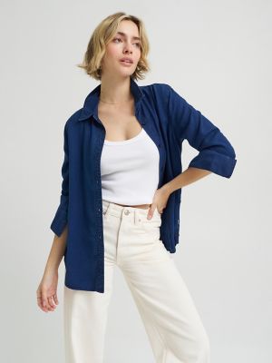 Women's Classic Pocketless Button Down Shirt in Sunset Ride alternative view