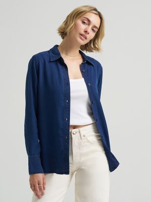 Women's Classic Pocketless Button Down Shirt in Sunset Ride main view