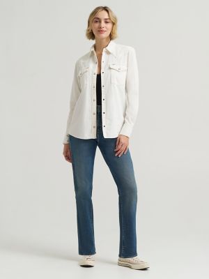 Women's Solid Western Snap Front Shirt