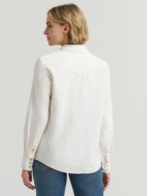 Women's Solid Western Snap Front Shirt