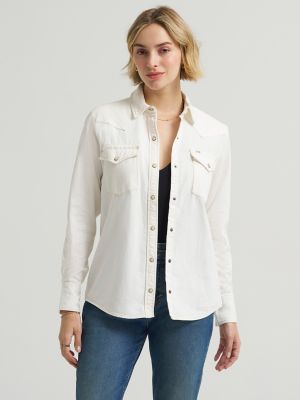 Women's Solid Western Snap Front Shirt