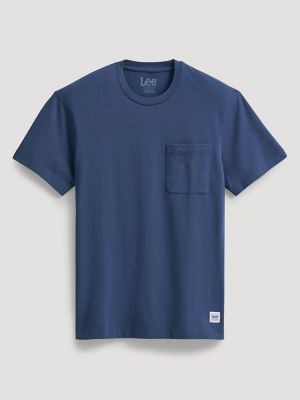 Men's Relaxed Fit Heavyweight Pocket Tee in Academy Blue main view