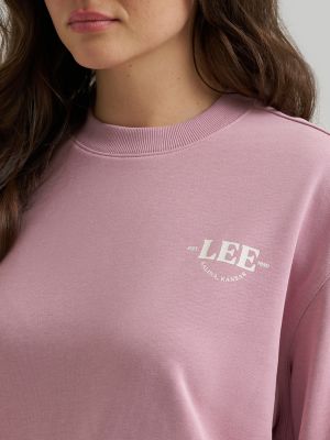 Women's Crew Logo Sweatshirt in Soft Mauve alternative view 2