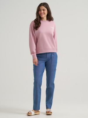 Women's Crew Logo Sweatshirt in Soft Mauve alternative view 3